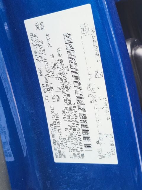 2017 Ford F-150 Raptor SUPERCREW 4X4 802A PKG