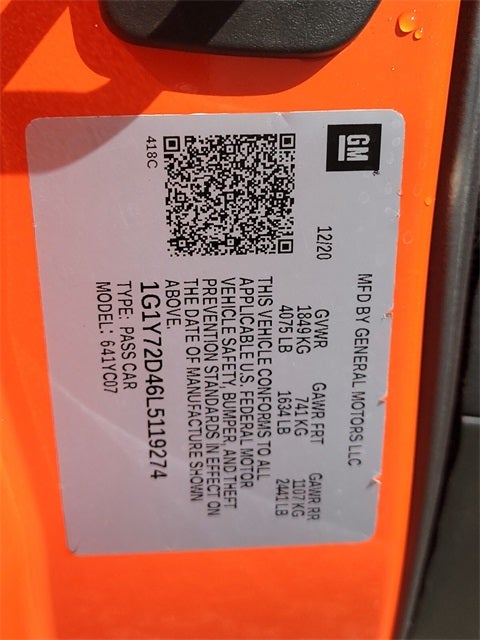 2020 Chevrolet Corvette Stingray 2LT Z51 PERFORMANCE PKG